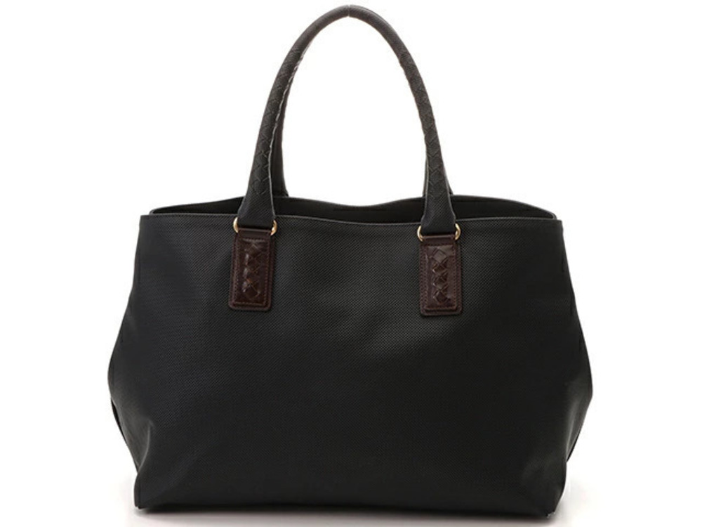 BOTTEGA VENETA Marco Polo Tote Bag Black Dark Brown Calfskin